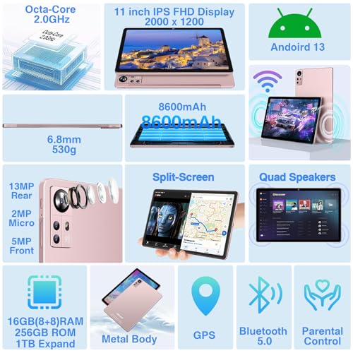 Aocwei 2024 Latest Tablet 11 Inch Android 13 Tablets 16Gb+256Gb+1Tb Expand thumb #1