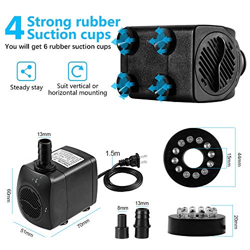 Suntop Mini Pompa, Pompa Acqua sommergibile, 15W, 700L /H, Pompa Acqua Motore Senza spazzole,per Serbatoio di Pesci, Acquario, Funzione dell'Acqua, Fontana Interna - Image 3