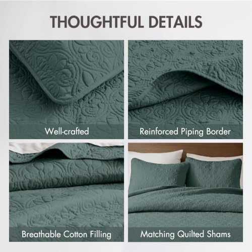 Image of Madison Park Luxurious Cotton Damask Quilt Set, 3PC King /Cal King Bed Set