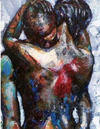 DIY 5D Full Drill American Native African Lovers Couple Square Diamond Art Painting by Number Kits for Adults Crystal Cross Stitch Embroidery Abstract Pictures for Wall Decor 30x40cm/12x16in