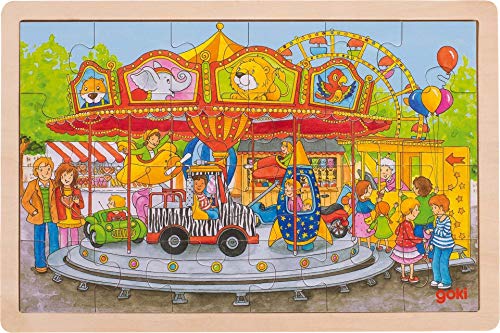 Preisvergleich Produktbild Goki 57733 Einlegepuzzle "Karussell" aus SperrHolz, 24-teilig