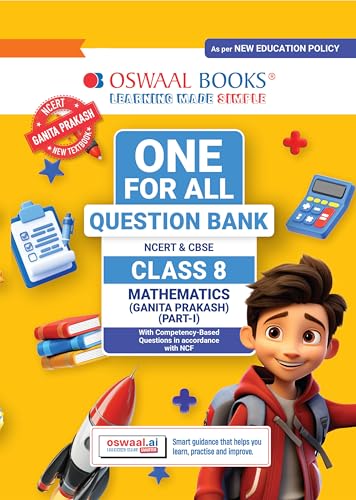 Image of Oswaal CBSE One for All Class 8 Mathematics (Ganita Prakash) Part 1 | For 2026-27 Exam | Notes, Theory & Competency-Based Questions