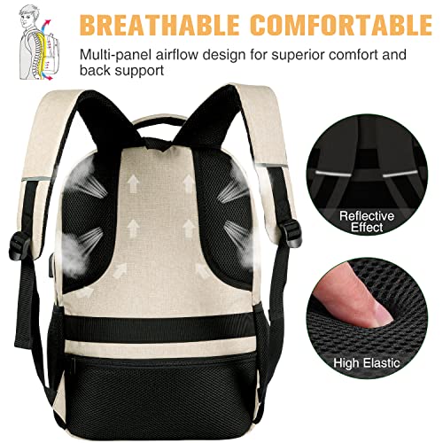 Image of Paude Backpack School,Backpack Laptop Bookbag for Teens 17.3 Inch College Backpack for University Business Work Travel, Beige
