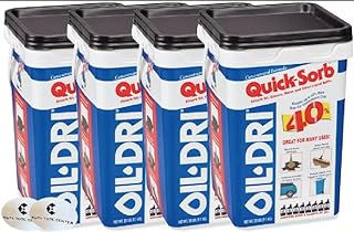 4 Pack Oil Dri Quick-Sorb Granular Clay Loose Absorbent, 2 Gallon Volume Absorbed per Package, 20 lb Weight Pail, Not Scented For Acids, Grease, Ink, Oil, Other Liquid Spills, Paints With Stickers