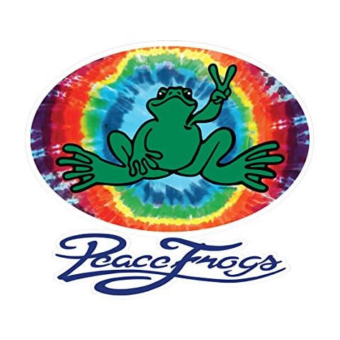 Enjoy It Peace Frogs Tie Die Oval Peace Frogs Car Sticker, Outdoor Rated Vinyl Sticker Decal for Windows, Bumpers, Laptops or Crafts, 2 Pieces Cover