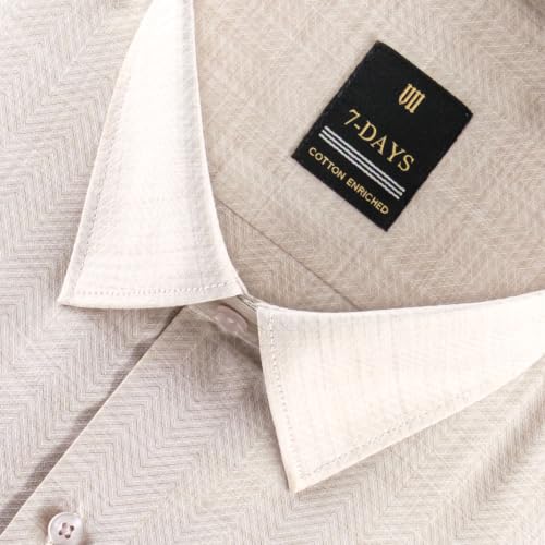Image of 7-DAYS Premium Men's Formal Shirts - Cotton Rich, Textured Self-Design, Full Sleeve, Regular Fit, Wrinkle Resistant, with Pocket - Perfect for Office