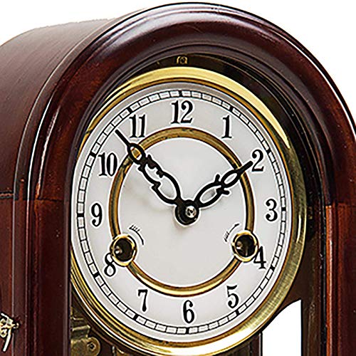 Reloj de chimenea de madera, reloj de mesa mecánico y decoración de oficina, acabado elegante