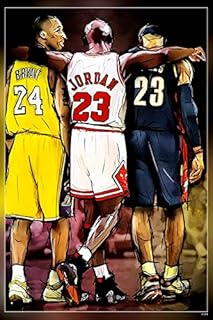 Kobe Bryant Michael Jordan Lebron James NBA Poster Matte Finish Paper Print 12 x18 Inch (Multicolor) HS-6104