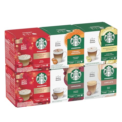 STARBUCKS Paquete Variado de White Coffee de Temporada de Nescafé Dolce Gusto, Cápsulas de Café 6 x 12 (72 Cápsulas) - Exclusivo de Amazon