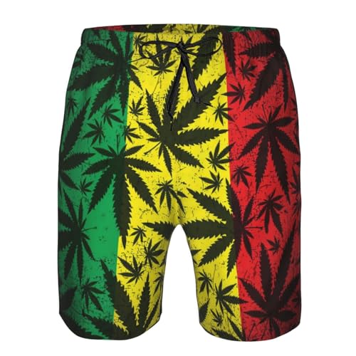 Leaf Rasta Colors Dripping Paint Mens Swim Trunks Quick Dry Swim Shorts with Pockets Summer Beach Shorts4