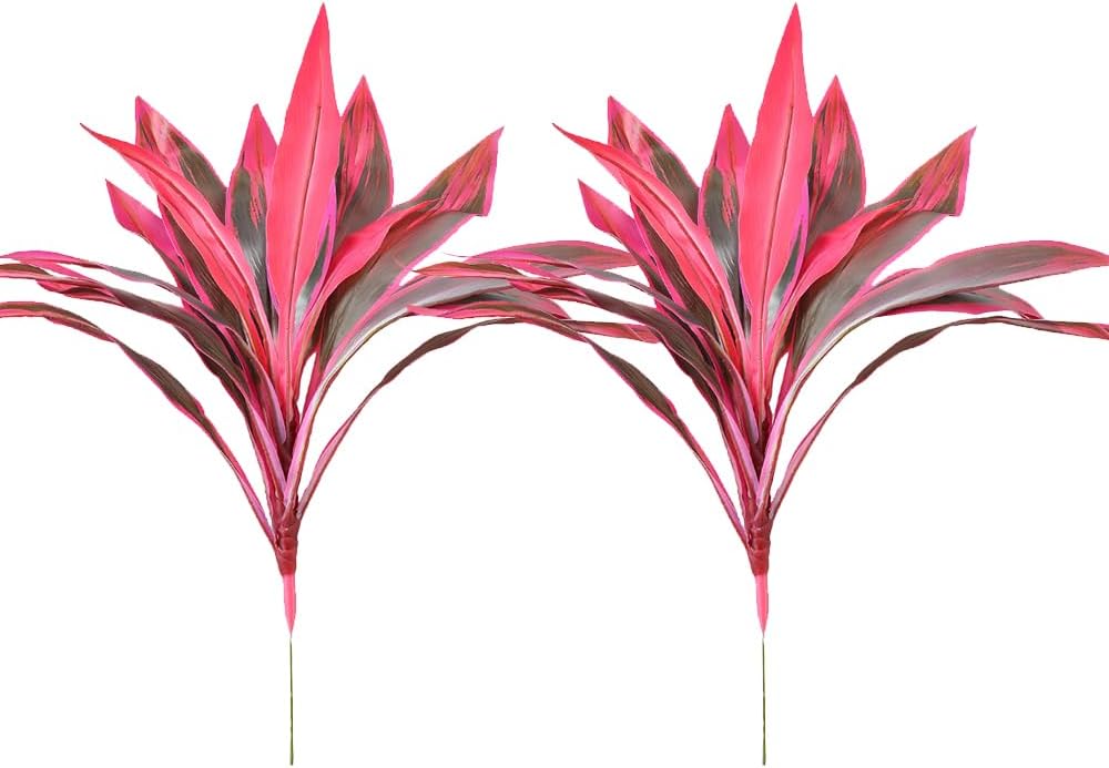 2 Pcs Artificial Cordyline Fruticosa Logs Tropcial Plant 21.6in Fake Dracaena Tree for Indoor Outdoor Office Home Living Room Patio Greenery Porch Decor (White) image 5