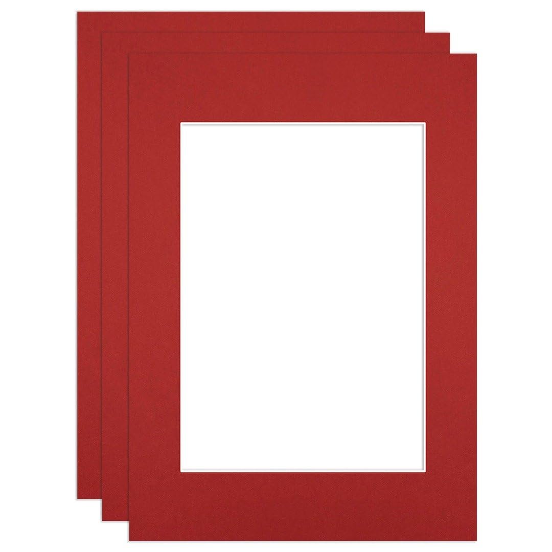 Procut Global 7x5" Crimson Picture Mounts to Fit 5x3.5" Aperture - Precision Cut Cardboard Photo Mount - Ideal for Frames, Prints, Artwork & Certificates - Sizes & Colours Available - 3 Pack โ image 1