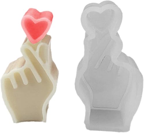 CUIKOSAER Molde de silicona para gestos de corazón en 3D para hacer velas geométricas yeso de chocolate hecho a mano para decoración del hogar