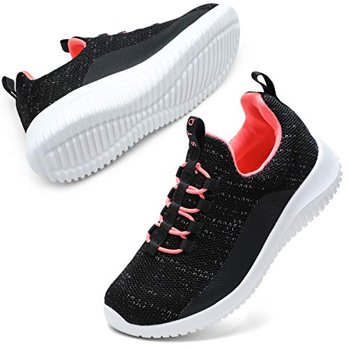 STQ - Zapatillas ligeras para niña, niña, talla 28 - 36, color Negro, talla 28 EU