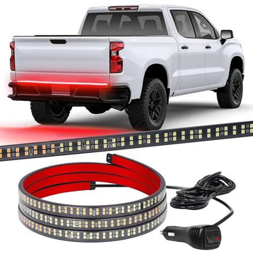 Image of XRIDONSEN 48 inch 288 LED Red Tailgate Emergency Lights Strip | Rear Window Strobe Lights Flashing Warning Hazard Safety Caution Light for Vehicles Trucks Pickup