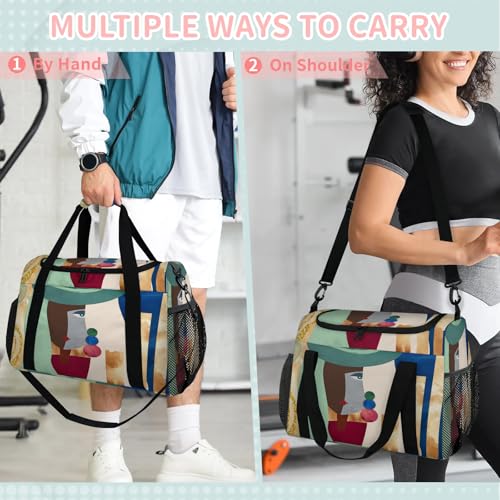 Abstract Women Travel Duffle Bag - Waterproof weekend luggage bag, men's sports and fitness bag, delivery hospital storage bag, overnight luggage bag with pull rod cover3