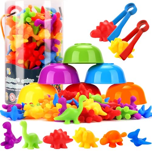 Preescolar, Music Kitchen Choice conteo Juguete para Contar Dinosaurios 57 Pzs, Juguete Didactico de Dinosaurio para Clasificar Colores, Juguetes Montessori, Educativos de...