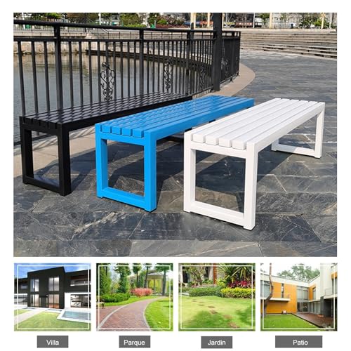 Image of Modern Metal Outdoor Bench Perfect for Garden Park and Roadside Use (Black-150cm)