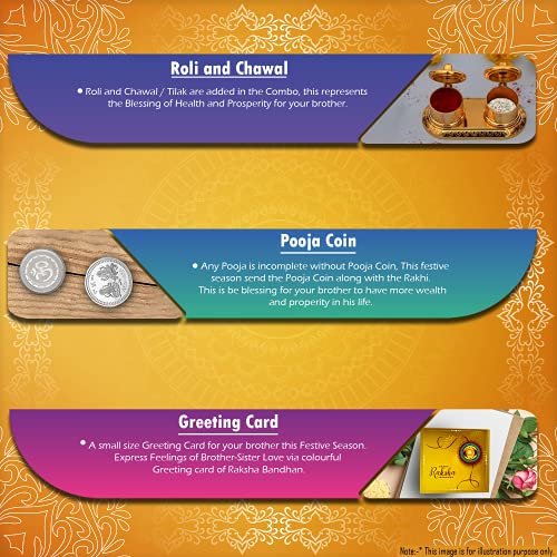 Image of DeoDap Multicolor Bracelet / Rakhi (K1 J E10) & Chocolate | Silver Chain Rakhi with Art Work | Rakhi and Chocolate for Brother | Rakhi Gift Chocolate for Brother | Rakhi with Gift |