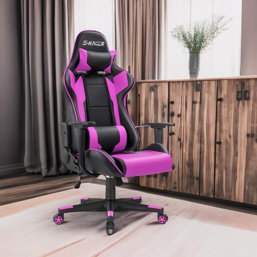 Miniatura 6 de Homall - Silla ejecutiva con respaldo alto, de piel sintética, ergonómica, ajustable y giratoria con soporte lumbar y reposacabezas para juego,