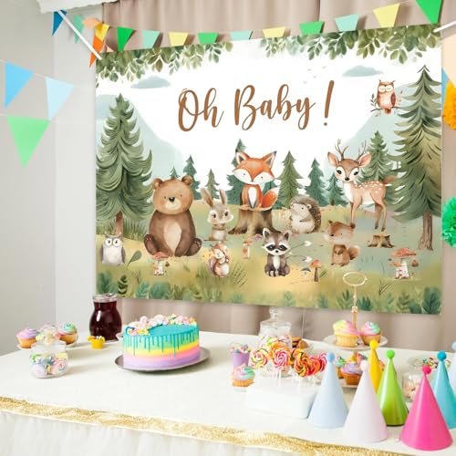 Telón de fondo baby shower woodland 5x3ft estilo 1 miniatura 2