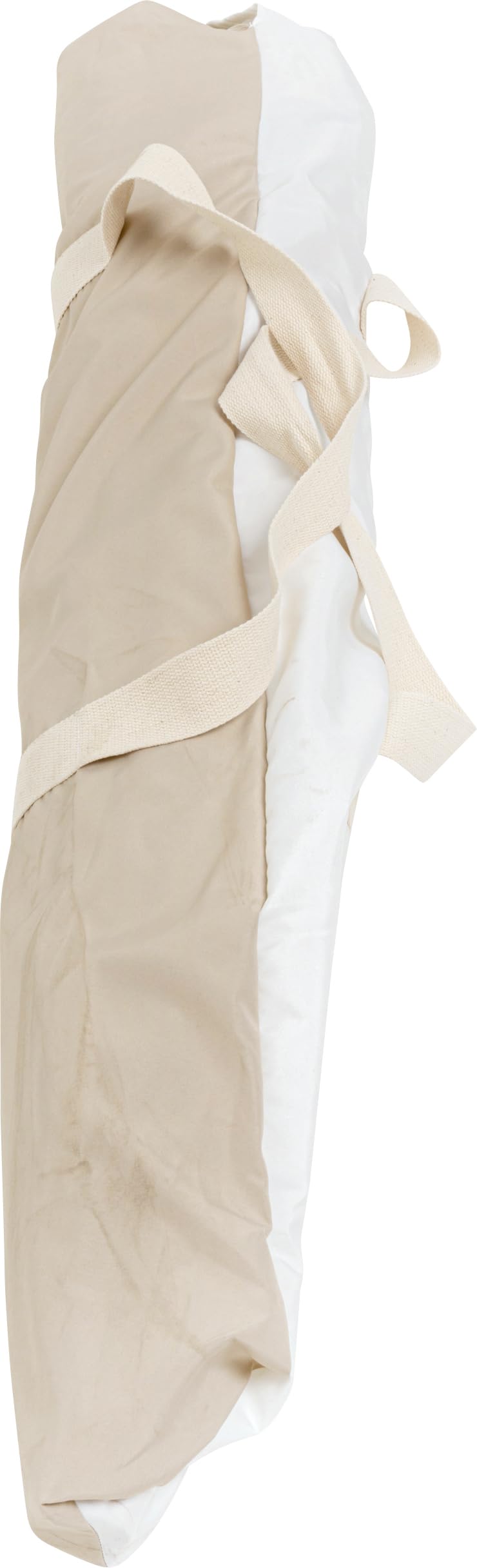 Kare Sonnenschirm Retro Stripes, Beige/Weiß, Gestreift, D220cm, Klappbarer Strandschirm mit Fransen, Rund, inklusive Tragetasche für Balkon, Terasse, Garten