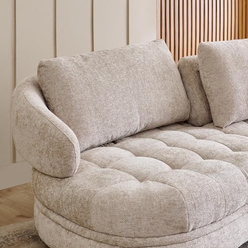 Image of Home Centre | Alexa | Fabric | 3 Seater Sofas | Beige | 1 Year Warranty
