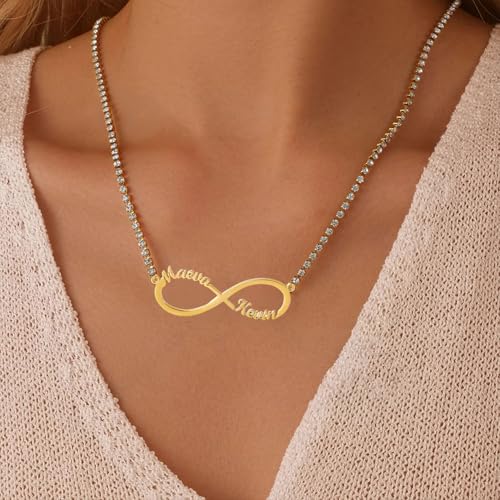 JINMA Personalized infinity Heart Family necklace, Custom 1-8 Name Necklace- Personalized Gift for Women Mother — view 3