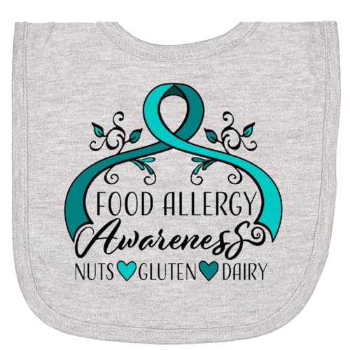inktastic Food Allergy Awareness- Teal Ribbon with Leaves Newborn Bib