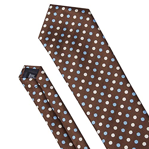 Image of Barry.Wang Ties for Men Silk Tie Sets Polka Dot Woven Necktie Pocket Square Cufflinks Business Wedding