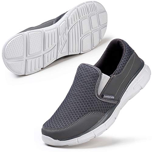 Herren Leichtes Sneaker Sportschuhe Laufschuhe Slip On Bequem Schuhe Dunkelgrau/41 EU