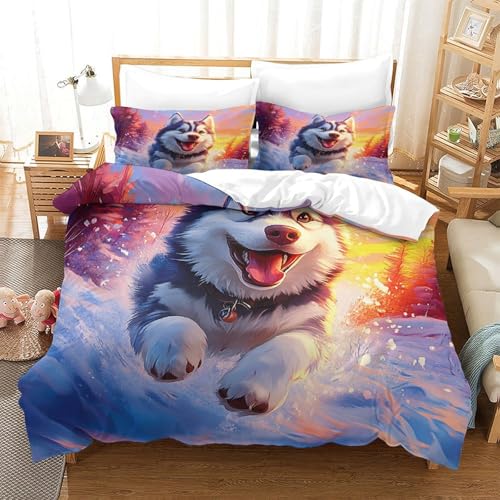 Housse de couette Husky de Sibérie résistante et douce avec zip - 3