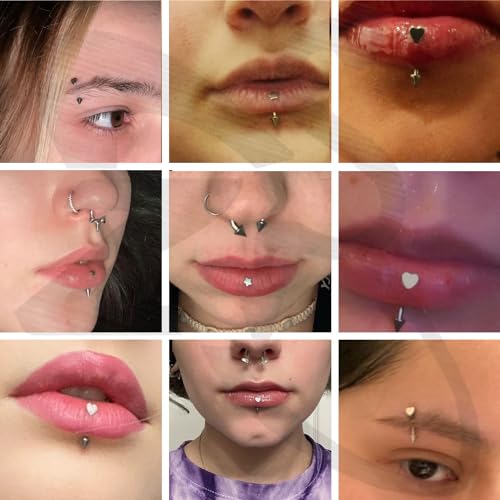 ZS 5Pcs Stainless Steel Eyebrow Rings, 16G Curved Belly Rings Navel Barbell Helix Daith Tragus Earrings Spike Vertical Labret Lip Piercing Jewelry2