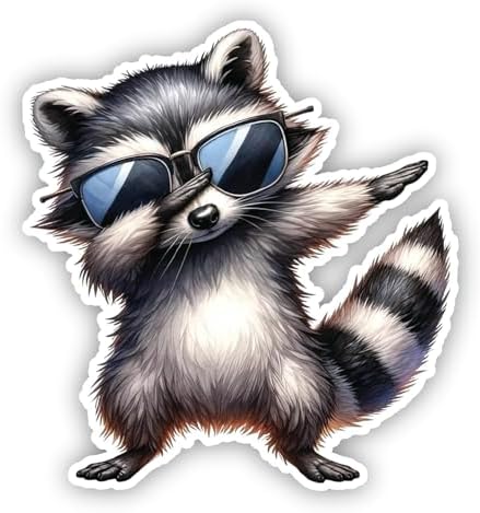 Dabbing Animal Dab Raccoon with Sunglasses Vinyl Decal Sticker for Laptop Phone Water Bottle (3" inches) image 3