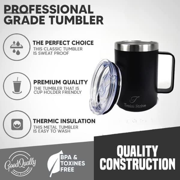 Miniatura 2 de Tenini Strive Vasos delgados con tapas, popotes y cepillos de limpieza, vaso aislado de acero inoxidable para bebidas calientes y frías, una taza