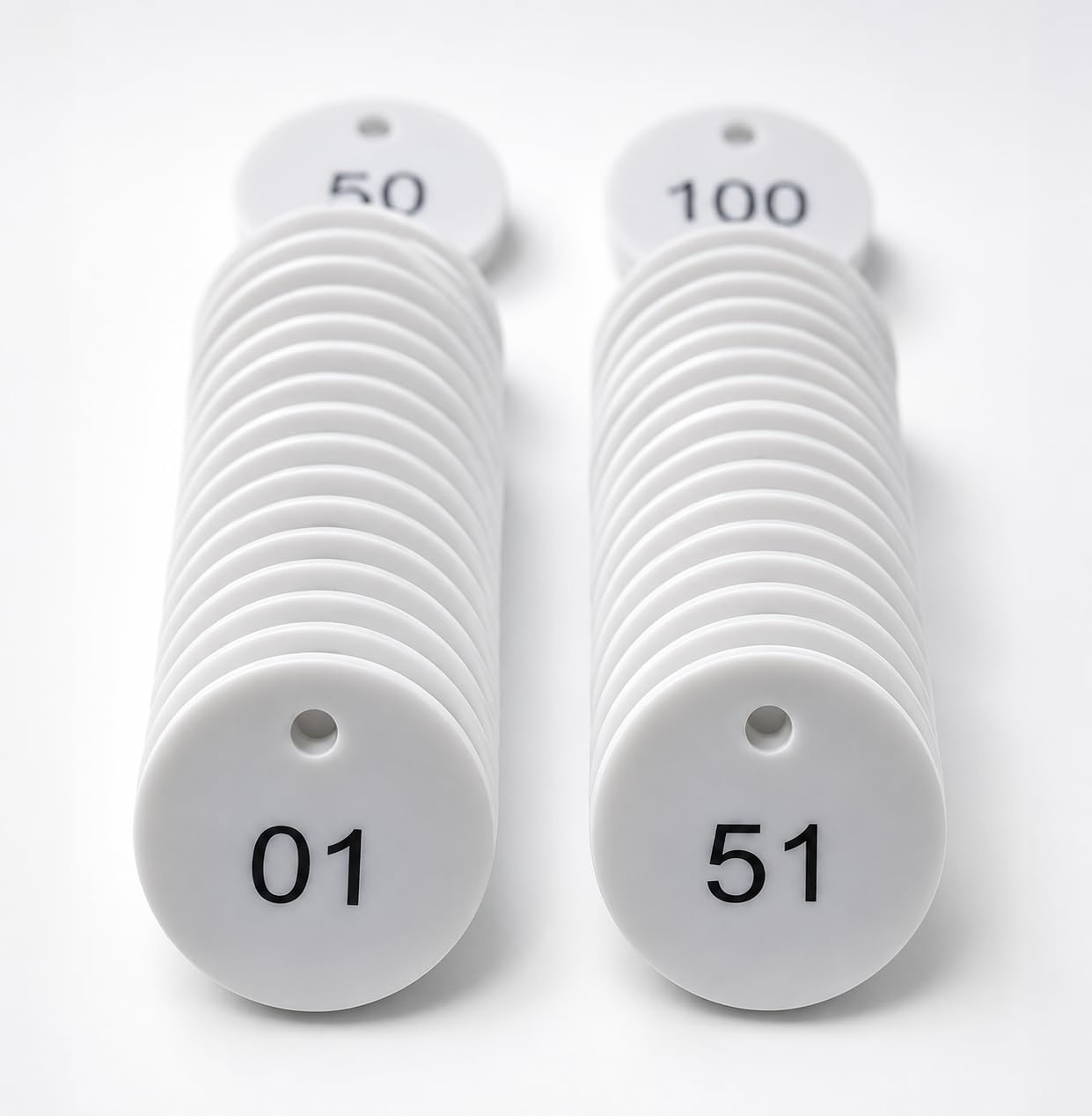 morel Adult & Kid & Youth Embossed White Plastic Round Shape Token Coin With Hole Use For Shop, Board Games, Stores, House, School.|1 To 100 Numerical Coins.-image-39