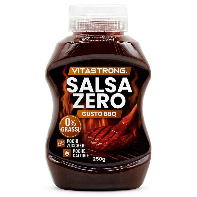 VITASTRONG SALSA BBQ ZERO (250g) | 0% Grassi, Pochi Zuccheri e Calorie | Gusto Barbecue Intenso e Affumicato | Condimento Light per Griglia, Carni e Dieta