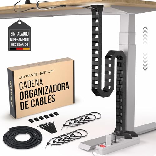 Organizador Cables Escritorio, Cadena portacables Flexible, Canaleta portacables Flexible, Ideal para organizar los Cables de Escritorio y Apta para escritorios Regulables en Altura (Negro)