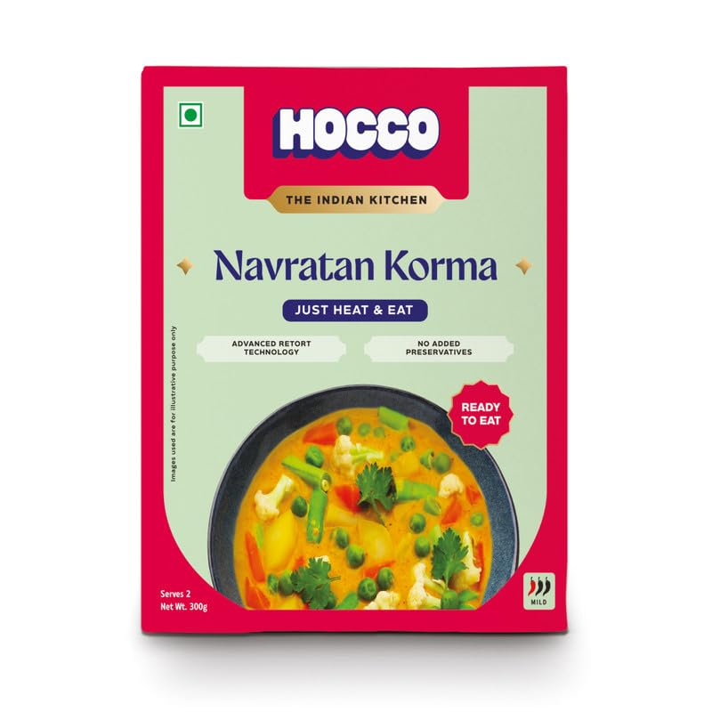 HOCCO Navratna Korma Ready To Eat | Just Heat & Eat | Instant Mix Vegetarian with No Added Preservative & Colours | Meal Ready In 5 Minutes |