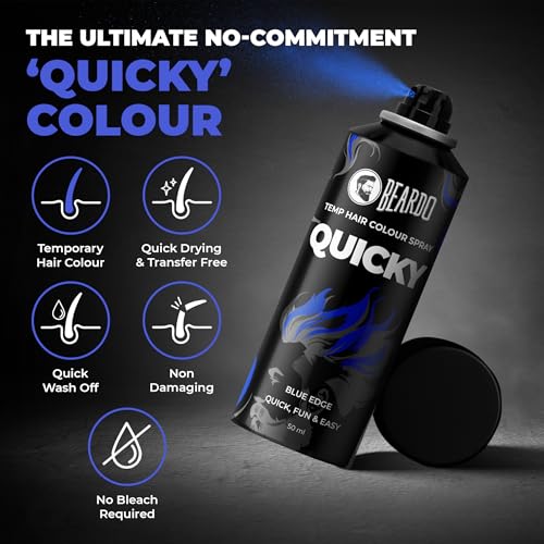 Image of Beardo Quicky Hair Color - Blue Edge, 50 ml | Temporary 1-Day 1-Wash | DIY Instant Hair Color Makeup for Men | No Bleach | No Ammonia | No Damage