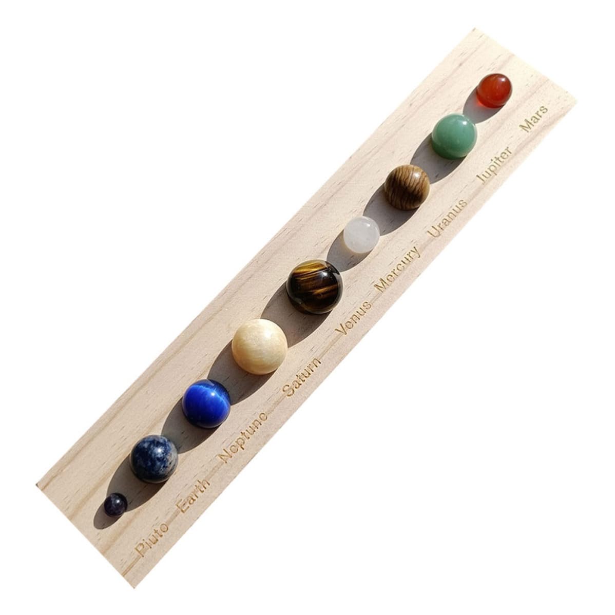 Adorno para escritorio de planeta de madera y cristal fino