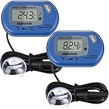 2 Stück Digital Aquarium Thermometer LCD Wassertemperatur Thermometer Wasser Terrarium Temperaturanzeige Sensor Sonden Thermometer mit Saugnapf für Schildkröte Fisch