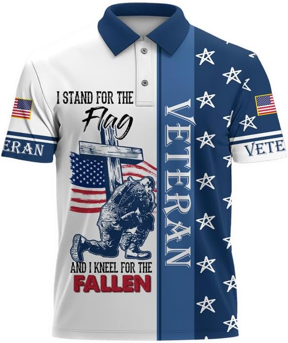 I Stand for Flag US Veteran Polo Shirt, Veterans Shirt, Military Polo Shirt, Military Gift Ideas, Gifts for Veterans Men