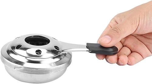 Miniatura 5 de Mini quemador de estufa de alcohol, quemador de fondue de acero inoxidable portátil eficiente con mango antiquemaduras y cubierta de seguridad, olla