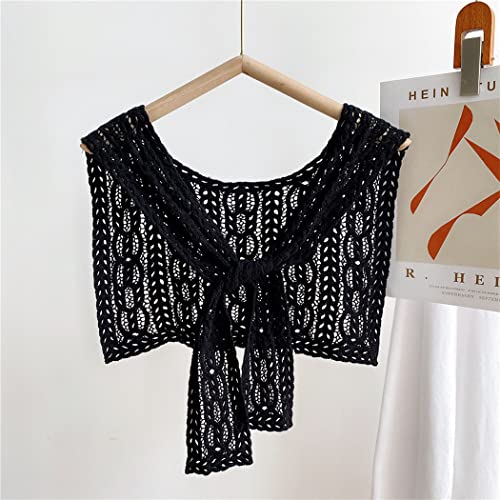 Women Spring Summer Detachable Dickey Mini Knitting Cape Fake Collar Hollow Shawl Faux False Collar2