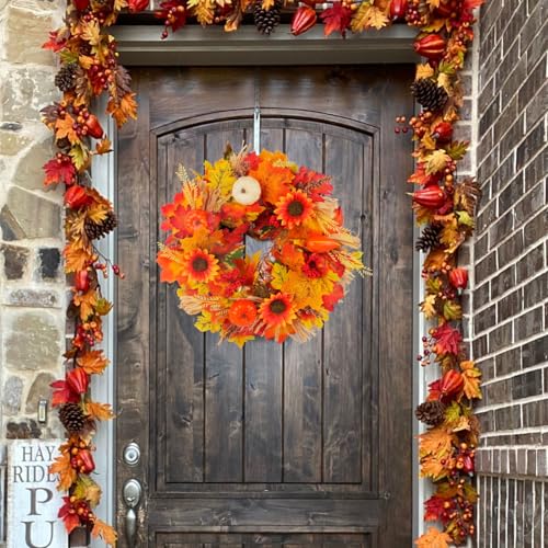 Citrouille et fleurs artificielles de qualité supérieure pour porte - 3