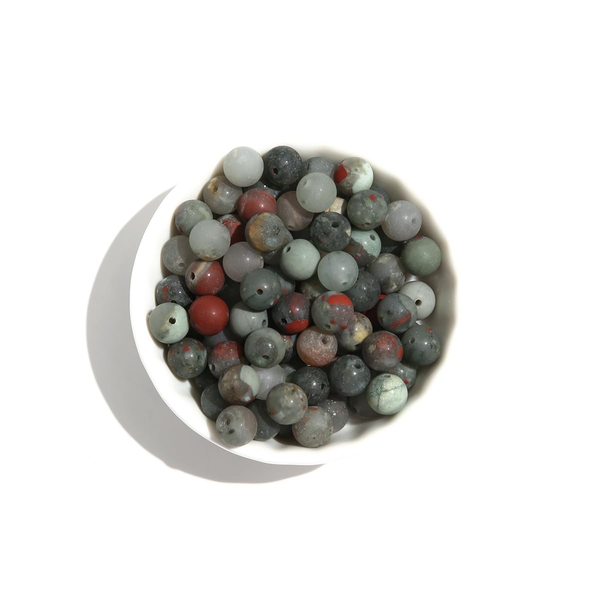 Natural Matte Stone Beads 8mm African Blood Stone Round Gemstone Beads Spacer Charm Energy Healing Beads DIY for Bracelet Necklace Earrings Jewelry Making