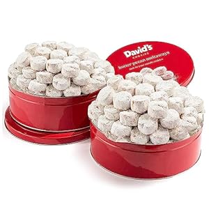 David’s Cookies Gourmet Butter Pecan Meltaway Round Tin with Crunchy Pecans and Powdered Sugar, All-Natural Ingredients, Kosher, Ideal Present for Special Occasions, 64 Oz (2 Pack)