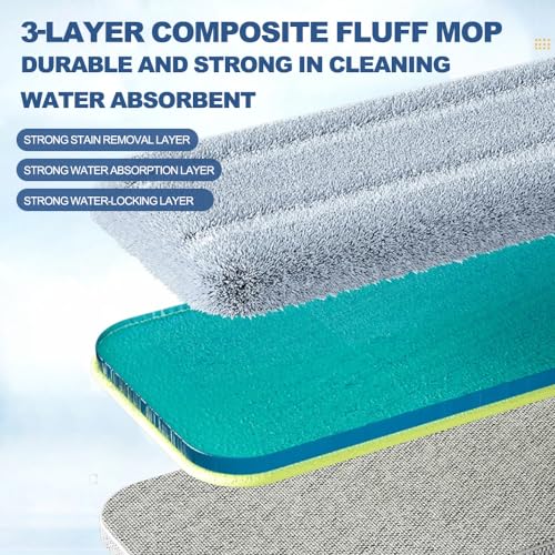 bestyks Großer Flachmopp Eimer,Handfreier Wischmopp Flachmopp Set mit Eimer,Bodenwischer Set mit...