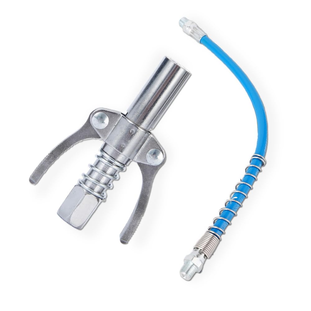 BOOHUQICH グリスガン グリスガン ノズル 高圧ノズル ロックカプラー ステンレス製 開閉が簡単 ロッククランプ式 グリース注入器30cmホース付き